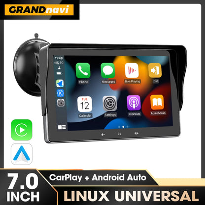Grandnavi 7inch Car Radio Multimedia Video Player Wireless Carplay And Wireless Android Auto Portable Universal Touch Screen