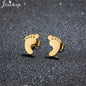 Unique Christmas Earring Stainless Steel YES NO Cactus Footprint Music Stud Earrings for Women Tiny Star Boots Jewelry Girl Gift