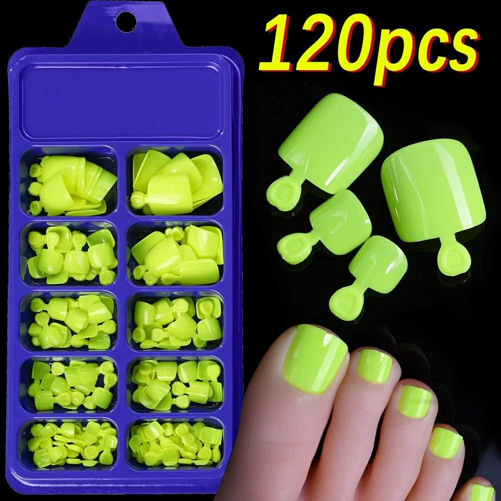 120/100Pcs Almond Fake Nails Extension Wearable Full Cover False Nail Solid Color Mid-length Stiletto/Square Press on Nails