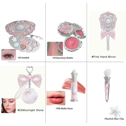 Flower Knows Mermaid Glow Makeup Set Eyeshadow Lip Gloss Blush Pearl Shell Series New Arrival Fantasy Look Gift for Girls