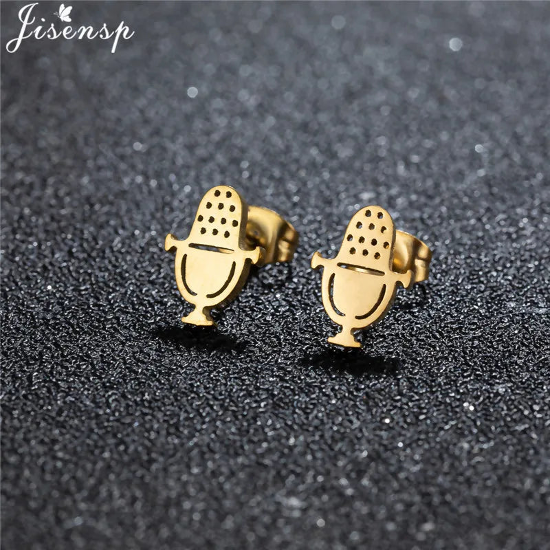 Unique Christmas Earring Stainless Steel YES NO Cactus Footprint Music Stud Earrings for Women Tiny Star Boots Jewelry Girl Gift