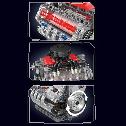 Mould King 10171 LSX454 V8 Engine Motorized Simulation Model Electrically Drive Building Blocks Technical Car Parts Toys Gift