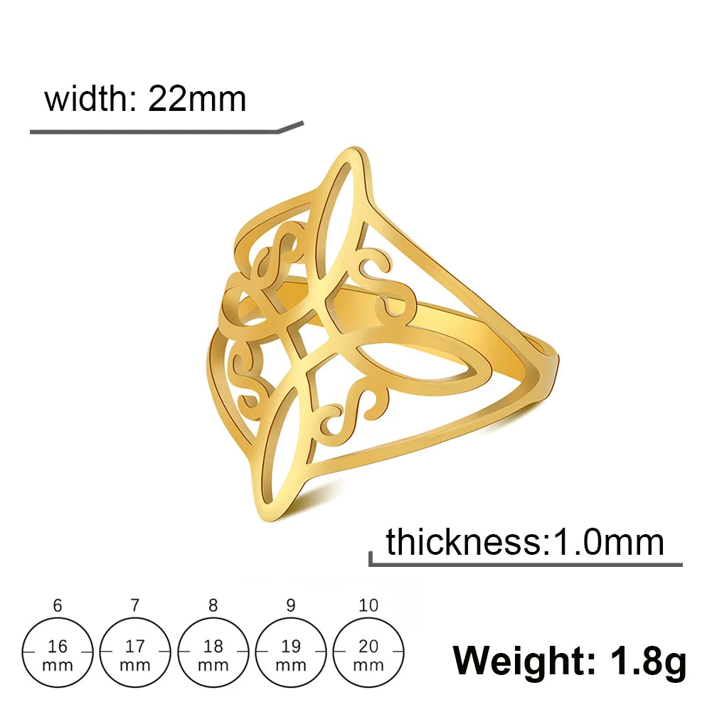 Unift Vintage Witch Knot Rings for Women Men Stainless Steel Finger Ring Witchcraft Protection Amulet Jewelry Wicca Accessories