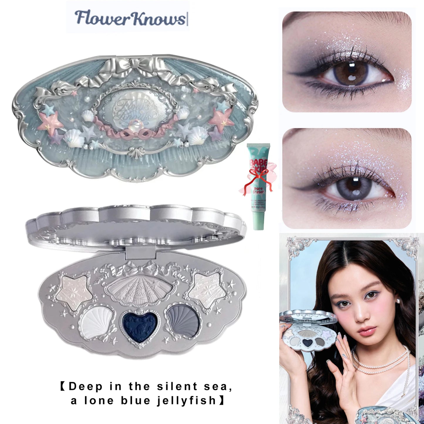 Flower Knows Chocolate Wonder-Shop 8-Color Eyeshadow Palette Matte Shimmer Waterproof Highly Pigmented Long Lasting Makeup