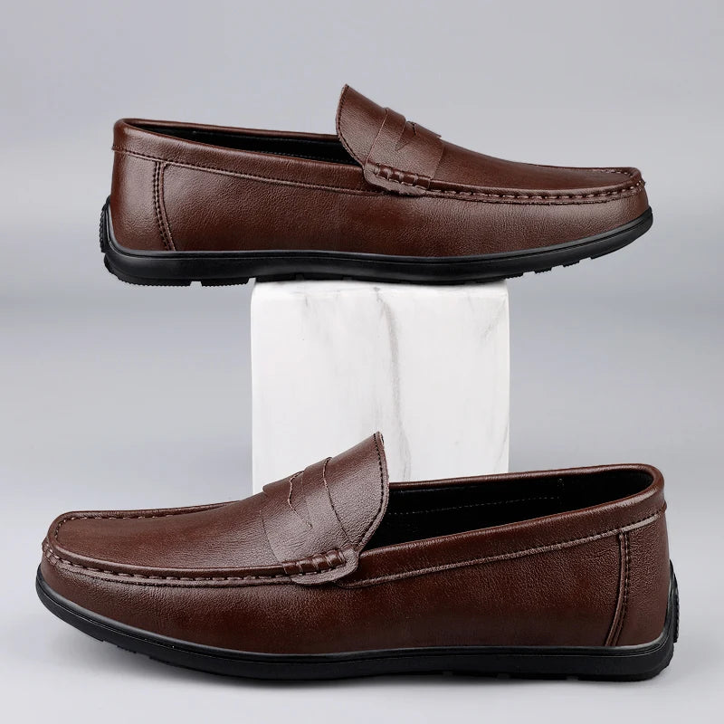 Genuine Leather Men Loafers Comfortable Mens Casual Shoes Luxury Brand Man Formal Dress Shoes Breathable Slip on Boat Shoes