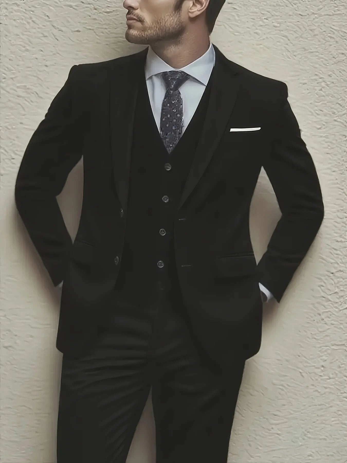 Men's 3pcs Suit Set, Jacket + Vest + Pants, Fashionable High-Quality, Suitable for Weddings, Parties and Formal Occasions