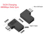 USB 2.0 Type-C Female To Micro-USB Male 90 Degree Left/Right Angle U Shape 5V2A Charging Connector for Android Phone Tablets