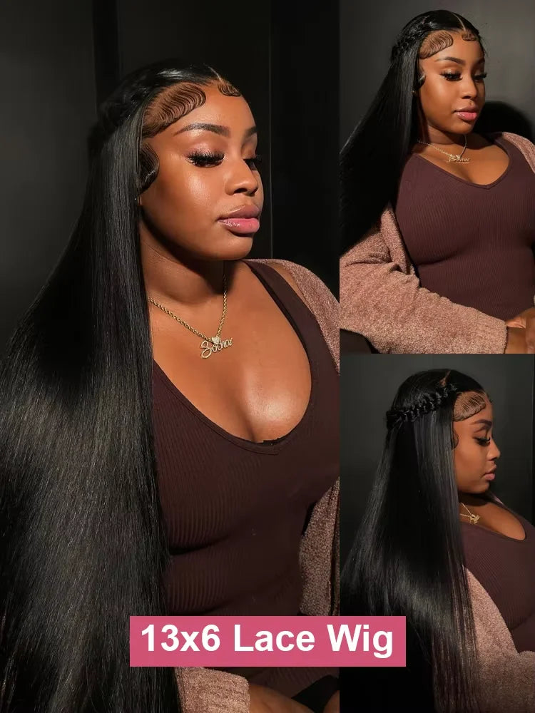 250% Density  Bone Straight 13x4 13x6 5x5 Wear And Go Glueless Wig For Beginners, No Glue, Elastic Band For Women