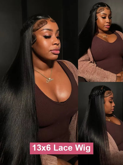 250% Density  Bone Straight 13x4 13x6 5x5 Wear And Go Glueless Wig For Beginners, No Glue, Elastic Band For Women