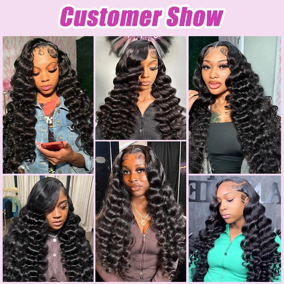 FRIZIRA 250% 30 40 Inch Loose Deep Wave 13x6 HD Lace Front Human Hair Wigs Pre Plucked Wigs13x4 Handmade Curly Lace Frontal Wigs