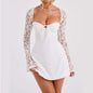 Y2K  Lace Long Sleeve Dress Fashion Sexy Corset Backless Lace Up Short Dresses Womens Clothing
