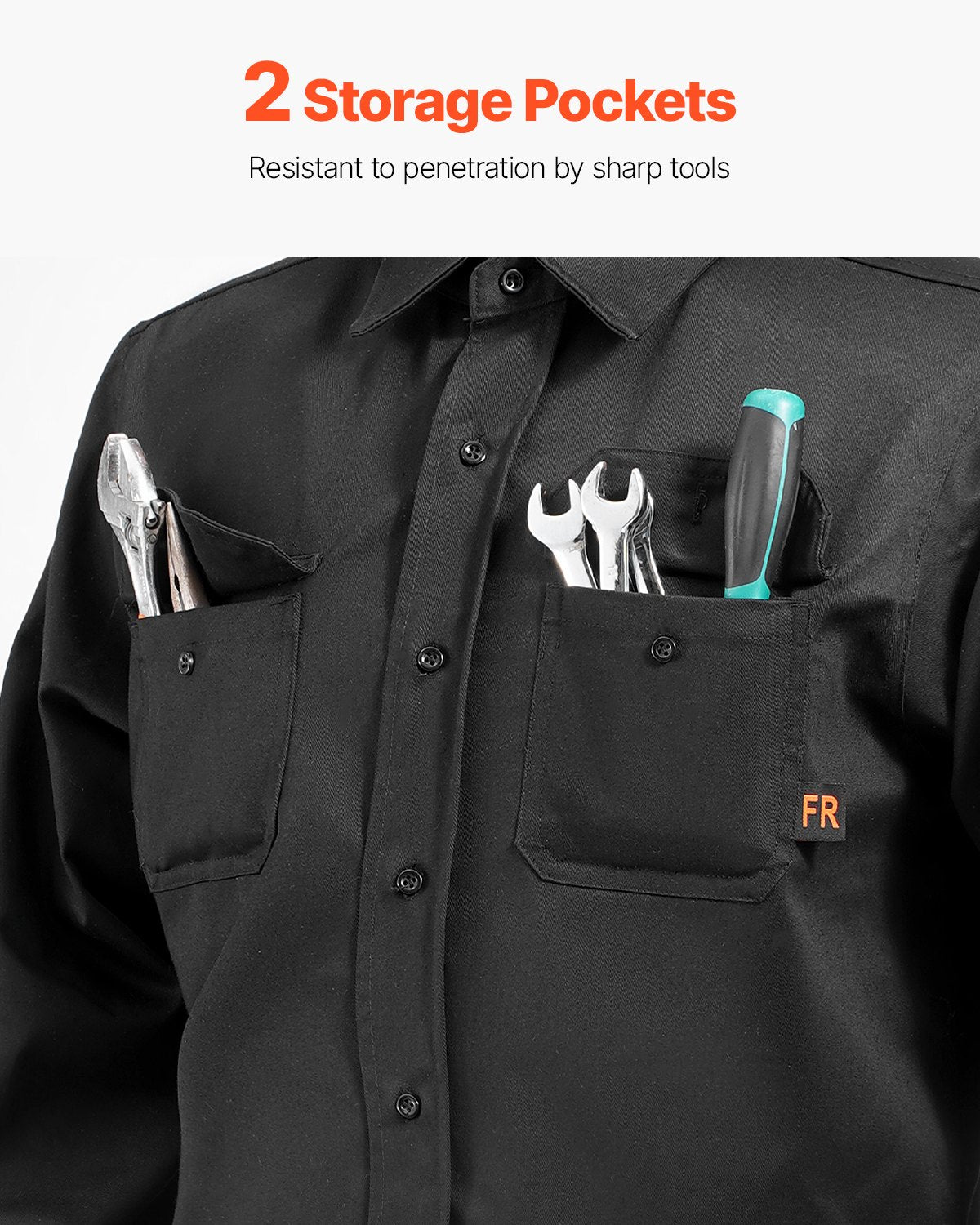 Flame Resistant Welding Jacket, 7oz. FR Shirts For Men, Machine Washable Cotton Heat-Resistant Welding Shirt, Meets ATPV 9.2 Cal/cm² Arc Rating - L Size