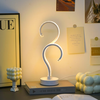Creative Double Question Mark Elegant White Desktop Lamp, USB Power Supply - Three Color Lighting, Suitable For Bedroom